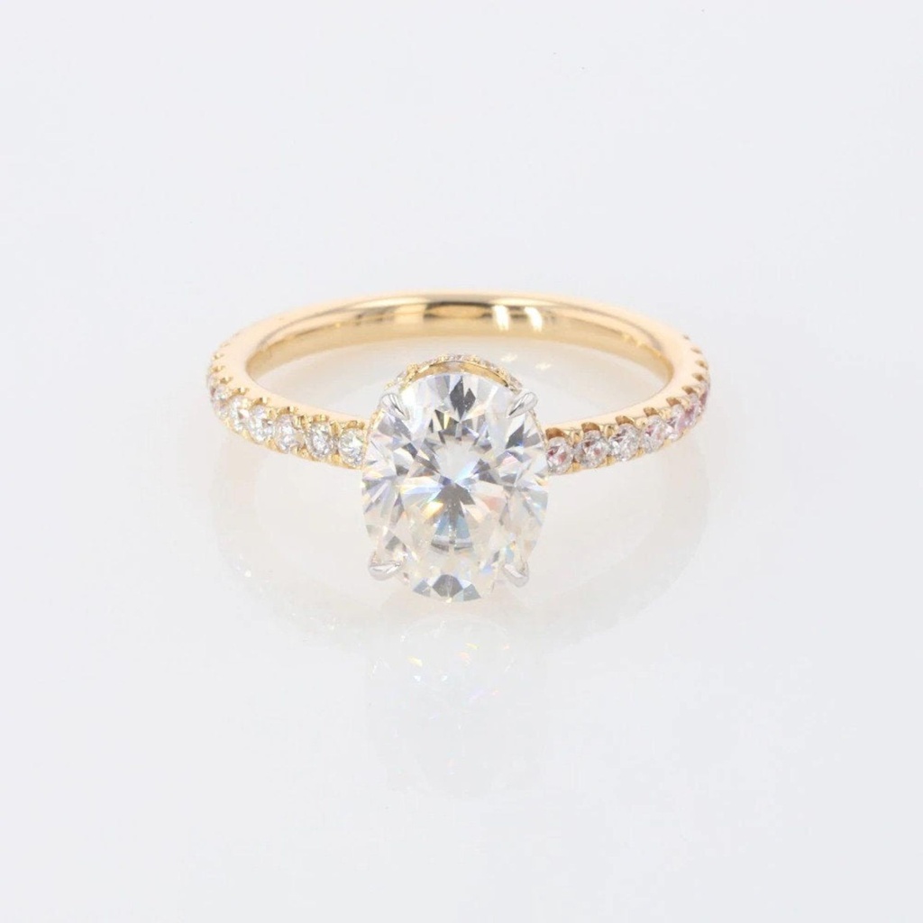 Oval Diamond Antique Engagement Ring Yellow Gold Moissanite Vintage Cluster Wedding Anniversary Gift For Her