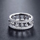 Moissanite Engagement Ring White Gold vintage unique Cluster engagement ring for women Round diamond wedding Anniversary gift
