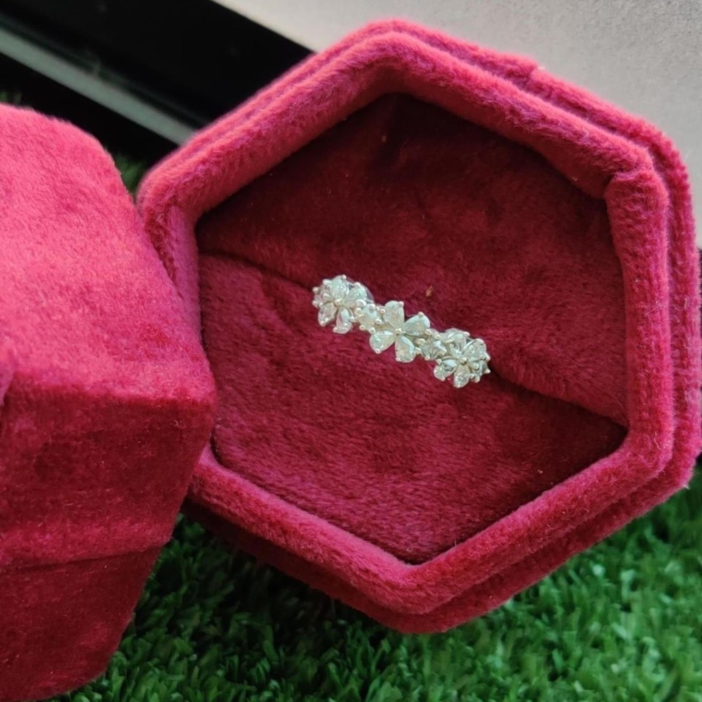 Pear And Round Unique Style Half Eternity Wedding Band For Women