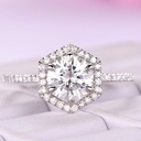 Hexagon Moissanite Engagement Ring Vintage 14k Gold Diamond cluster Unique Bride Bridal geometric wedding ring anniversary gift for her