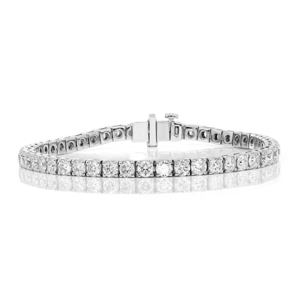 Round Cut Diamond Sterling Silver Tennis Bracelet For Women