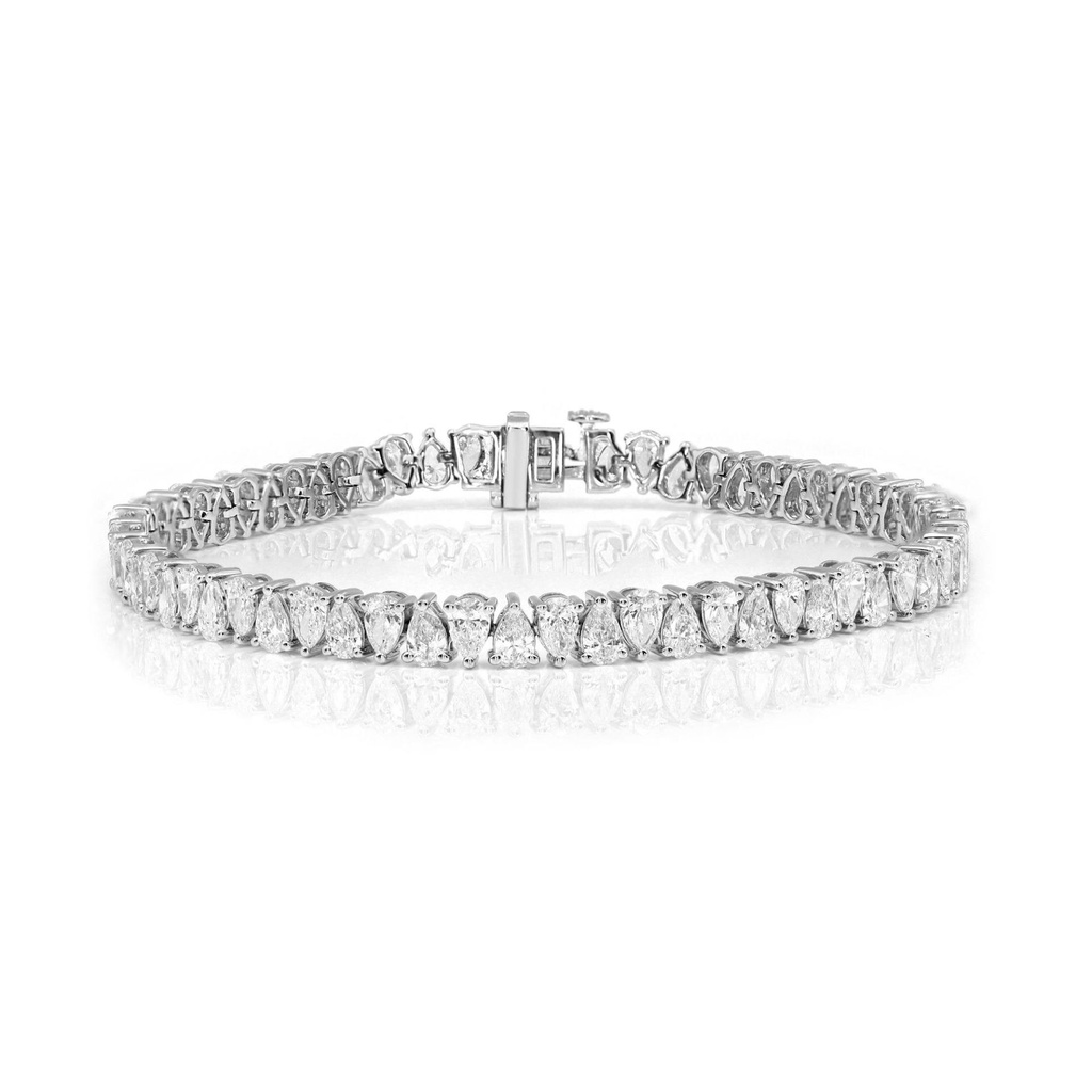  Pear Cut Diamond Sterling Silver Tennis Bracelet For Women