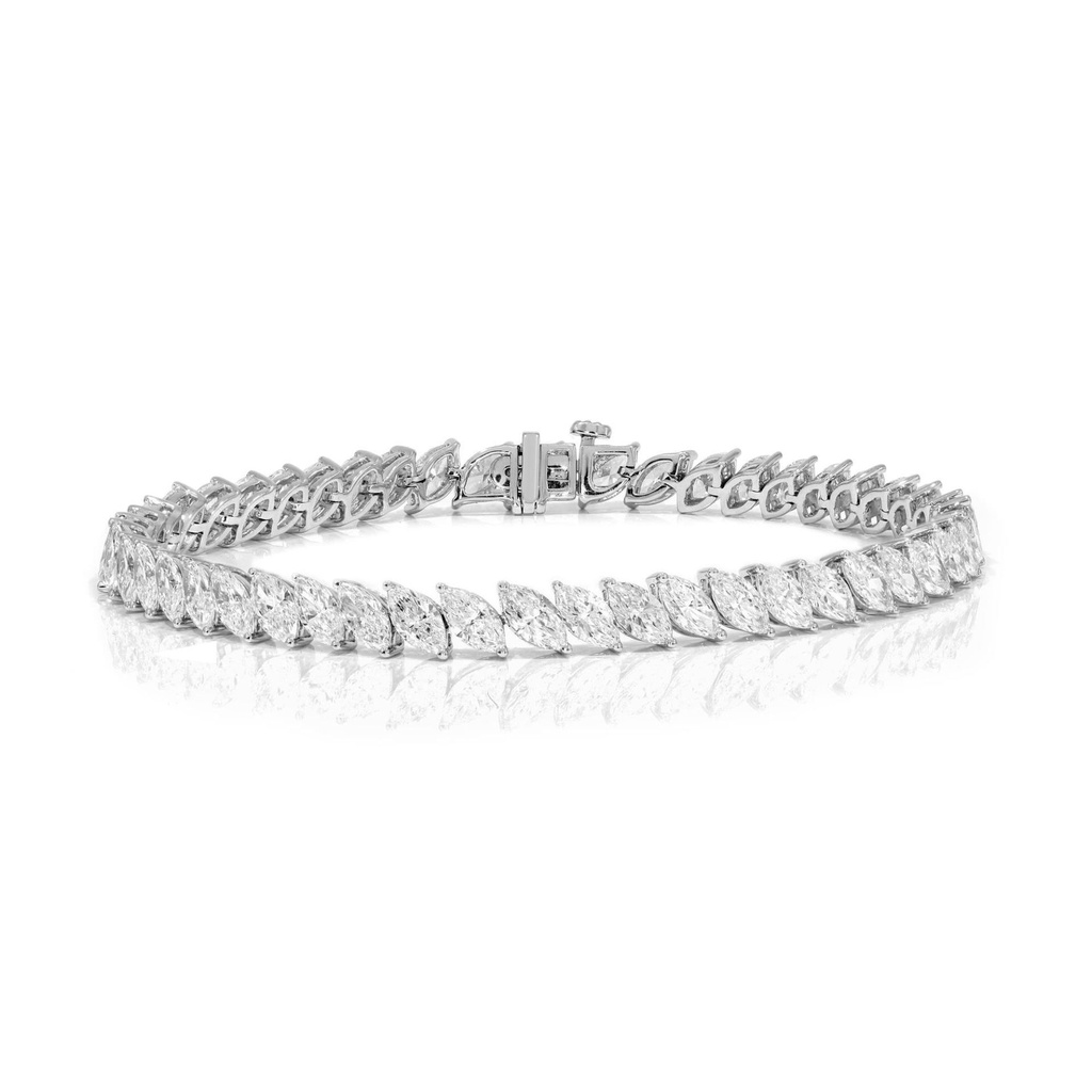 Marquise Cut Diamond Sterling Silver Tennis Bracelet For Women