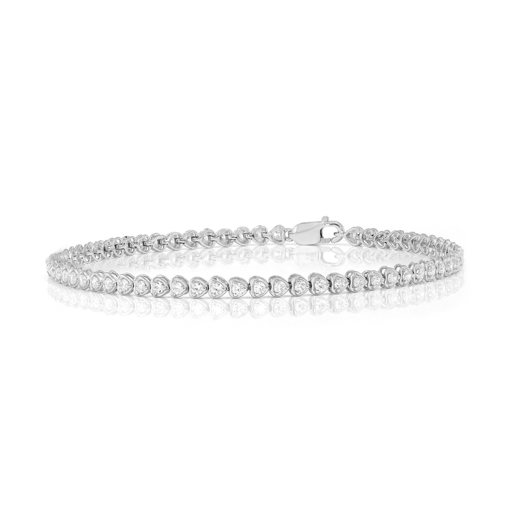  Round Diamond Prong Set Laxurious Heart Design Tennis Bracelet 