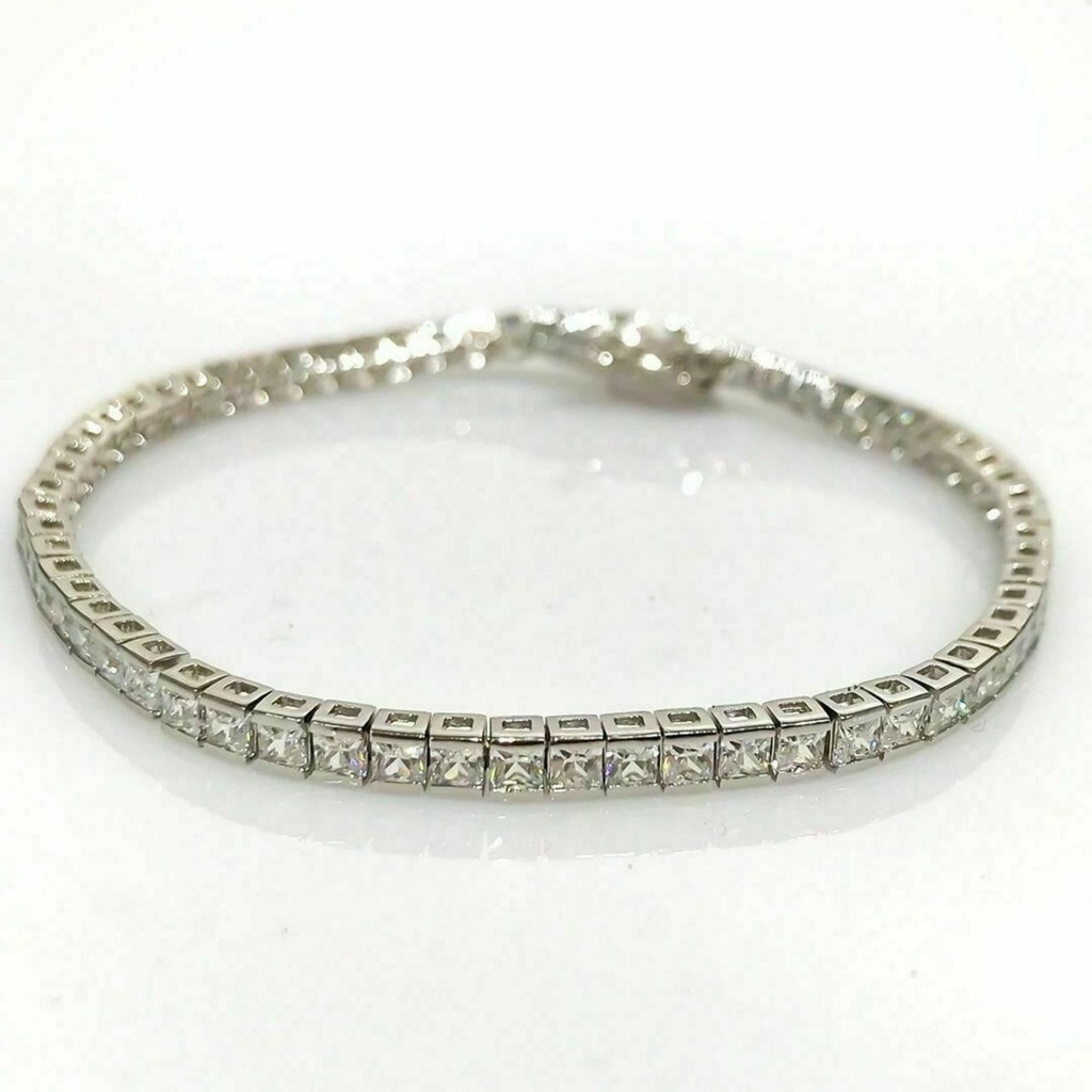  Princess Cut Tennis Bracelet, 925 Sterling Silver Women Bracelet,  Personalized Jewelry Gifts For Her