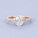 Rose Gold Oval Cut Moissanite Round Engagement Ring For Women Wedding Eternity Band Unique Antique Promise Anniversary Gift jewelry