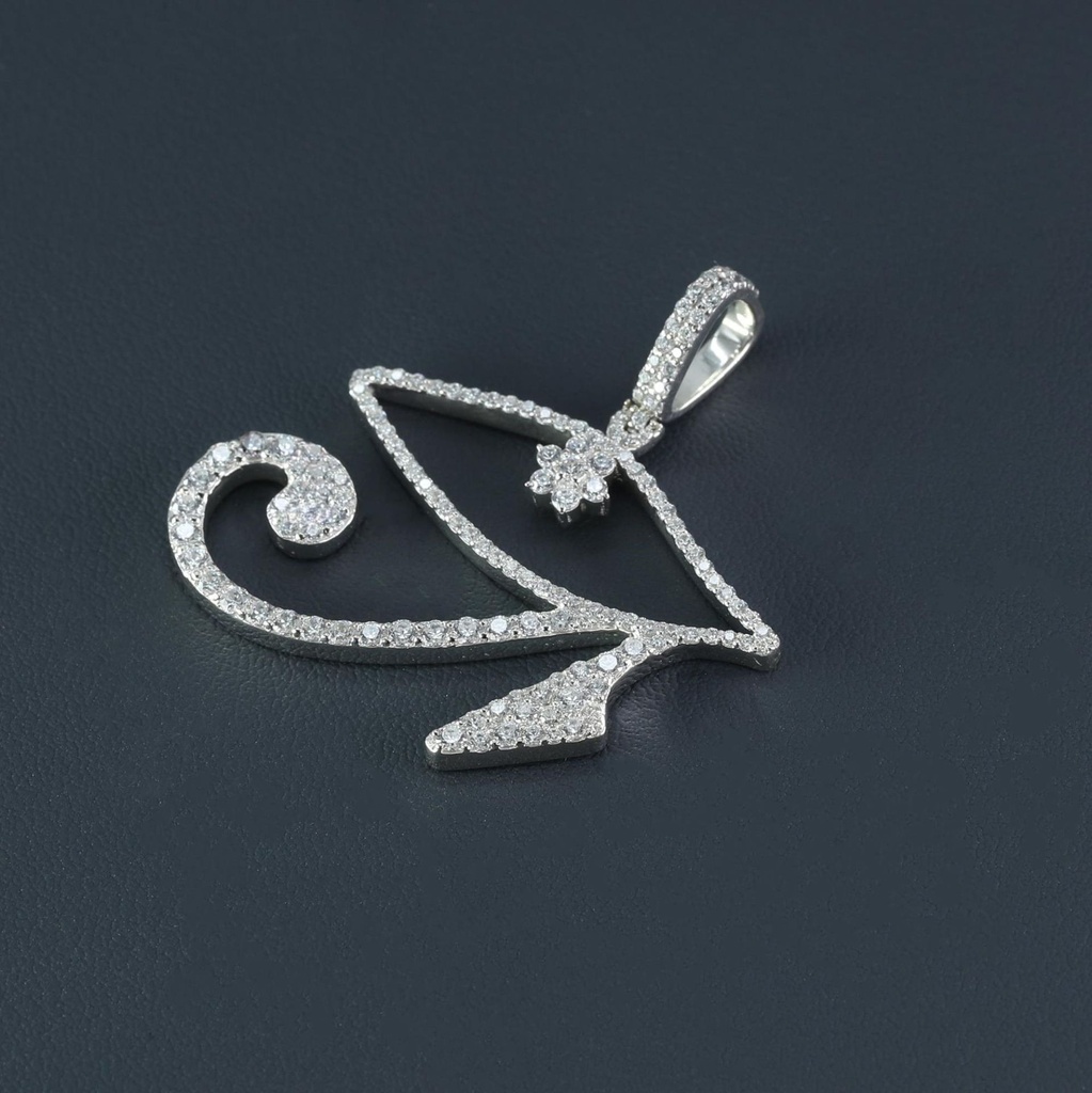 Make a bold impression with this unique unisex diamond pendant fashioned from 14 kt white gold and featuring lab grown diamonds
