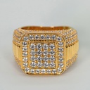 A dazzling mens hip hop diamond ring in 14 kt yellow gold, radiating brilliance with VVS clarity to enhance their style