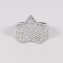 Meticulously crafted this star shaped 14 kt white gold lab grown diamond hip hp ring with VVS clarity diamonds