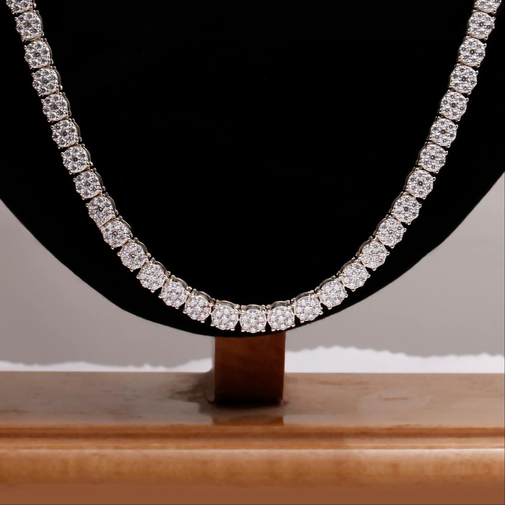 Round cut diamond tennis chain minimalist necklace bridal gift For Men
