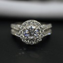 Round Shaped Halo Moissanite Engagement Ring in White Gold
