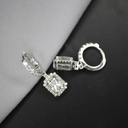 Radiant Cut Halo Moissanite Dangle Earring