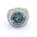 Stunning Blue Moissanite Diamond Heavy Men's Ring, 925 Silver Ring With Bezel Style, Amazing Shine, Perfect Gift For Husband