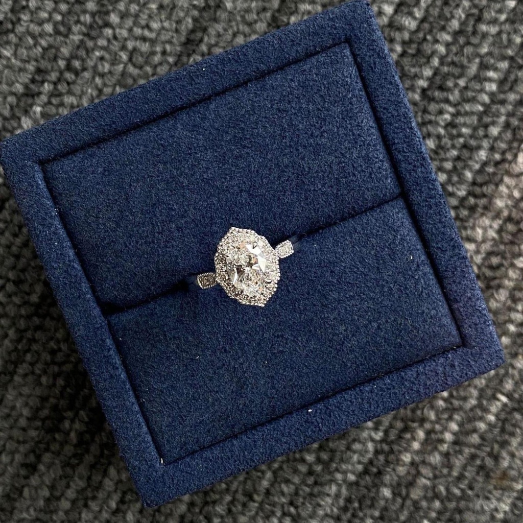 Oval Cut Diamond Halo Style Engagement Ring for Women