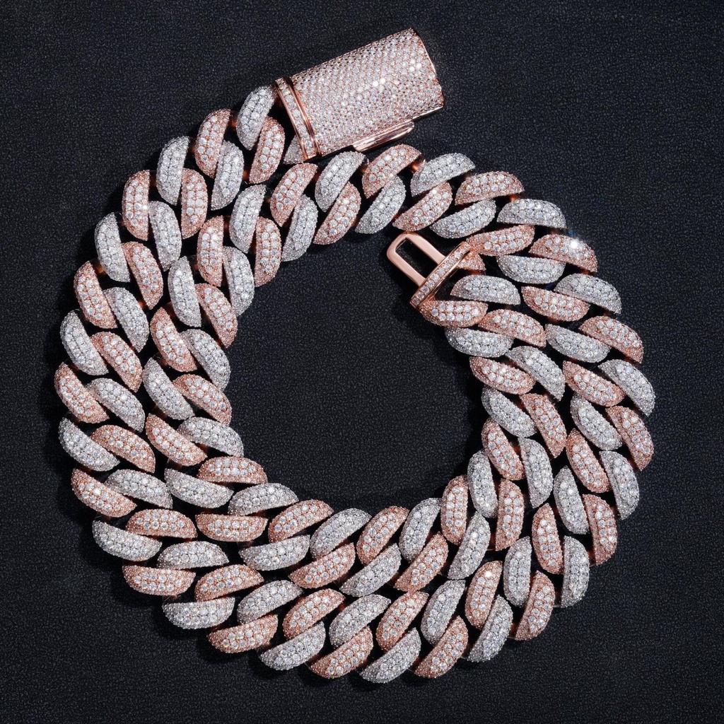 Round Cut Dimond Miami Cuban Link Chain Hip Hop Necklace for Men