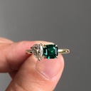 Pear and Asscher Toi Et Moi Moissanite Ring, Green Asscher Diamond Engagement Ring, Gold Anniversary Ring, Two Stone Ring