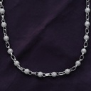 Moon Ball Disco Chain Necklace For Women & Men,  Round Lab Created  Diamond Width long Beaded Link Chain Unisex Necklace In 18K Gold Over Sterling Silver