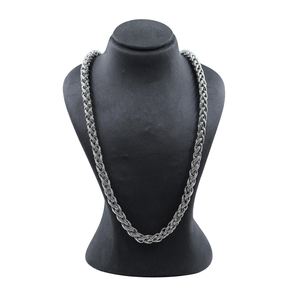 Wheat Chain Necklace For Men, Round Lab Created Diamond Round Barrel Lock  Link Chain Necklace Jewelry In 18K Gold Over Sterling Silver 