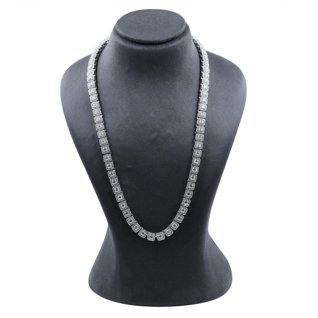 925 Sterling Silver  Tennis Chain Necklace for Men & Women   & Round Lab Created  Diamond Jewelry 18K Gold Plated Tennis Necklace Chains 18" Length