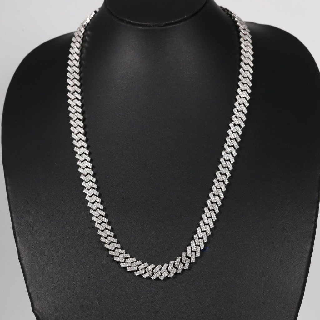 Introducing white gold Cuban chain for hip hop jewelry lovers featuring lab-created round cut diamonds