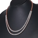 Wear this stylish neckline diamond necklace in 14 kt rose gold with lab created diamonds in vvs clarity
