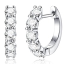 Round Brilliant Cut White Cubic Zirconia 925 Sterling Silver Hoop Earrings For Women