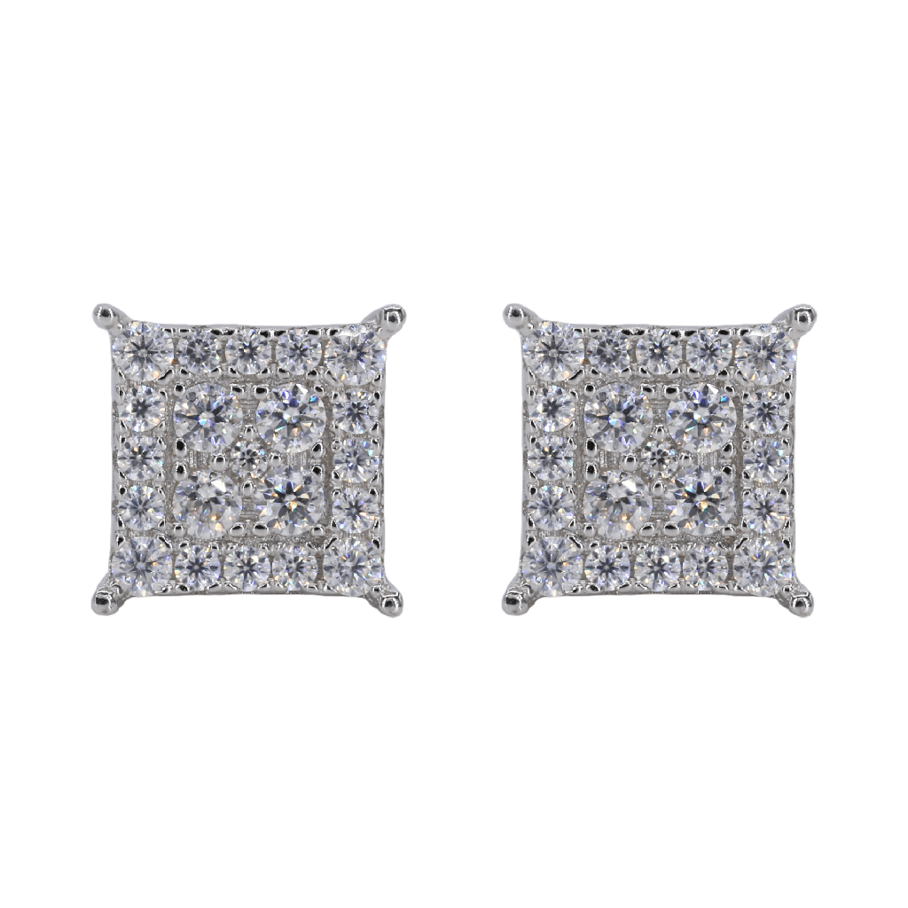 Square Iced VVS Moissanite Daimond Earrings