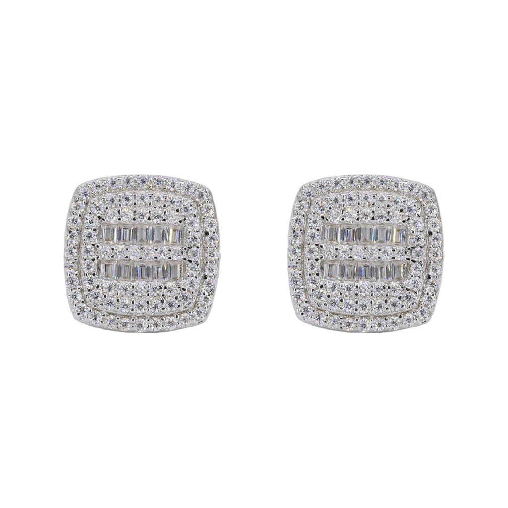 Baguette Middle Cushion VVS Moissanite Daimond Earrings