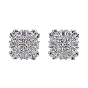 Baguette Encrusted Square VVS Moissanite Daimond Earrings