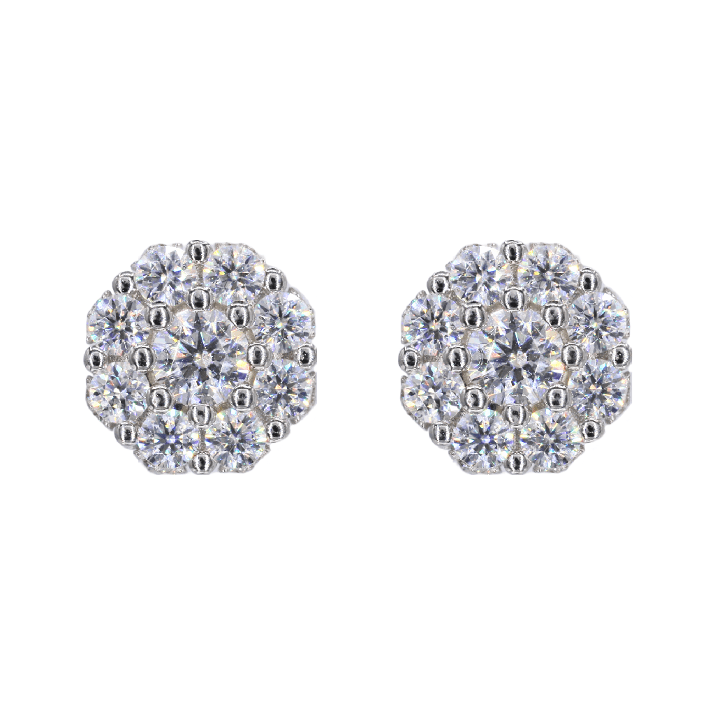 Iced Out Flower Earrings VVS Moissanite Daimond Earrings