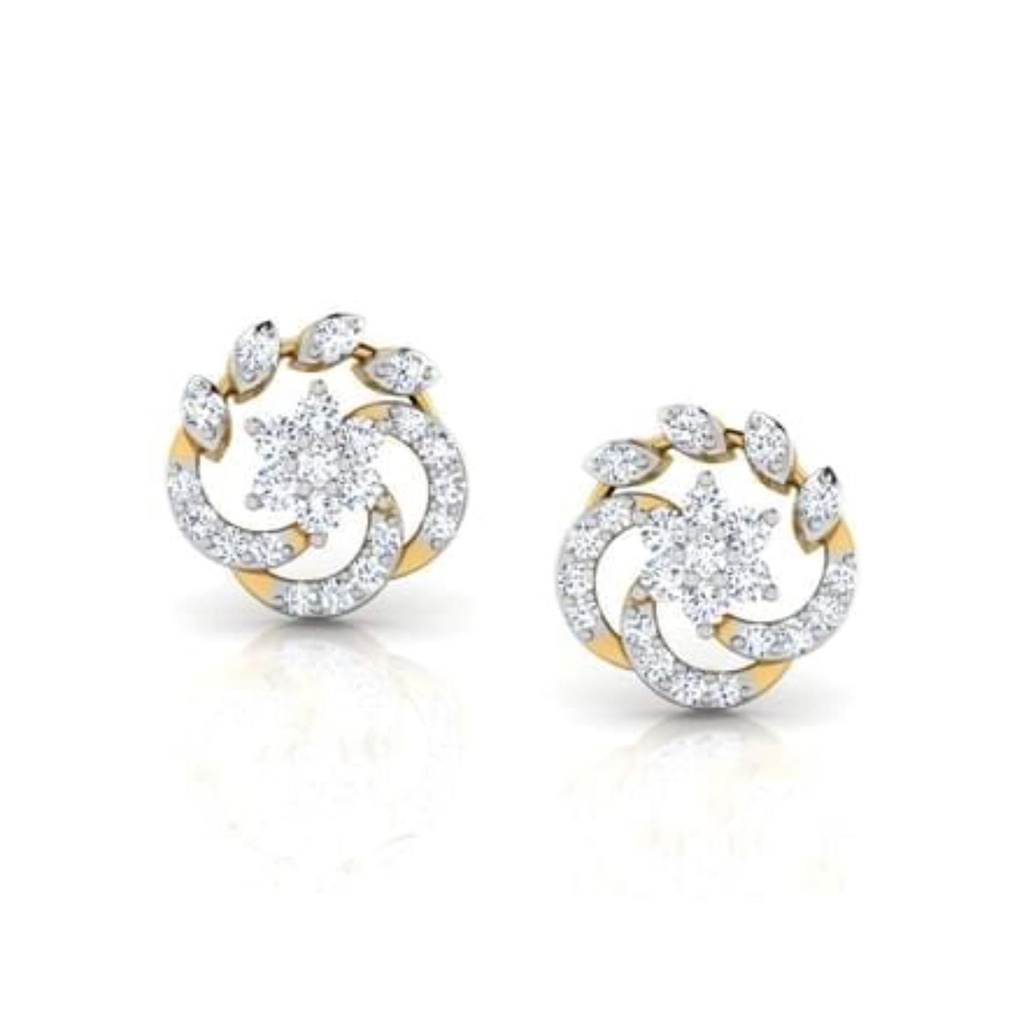 Round Cut Diamond Unique Stud Earrings For Women