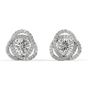 Round Cut Diamond Halo Cross Stud Earrings For Women