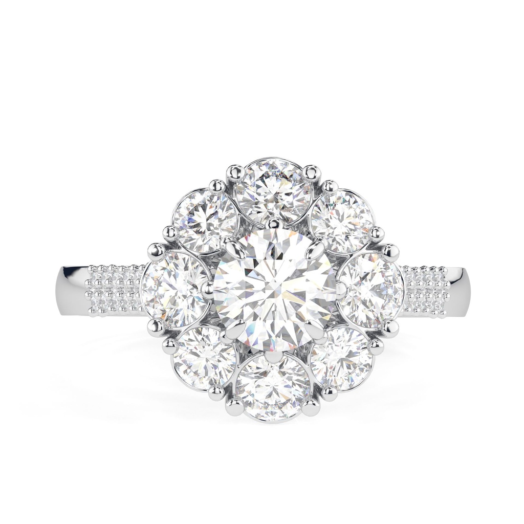 Flower Style Wedding Ring, Vintage Unique Designer Anniversary Ring, Amazing  Round Brilliant Cut Moissanite Engagement Ring