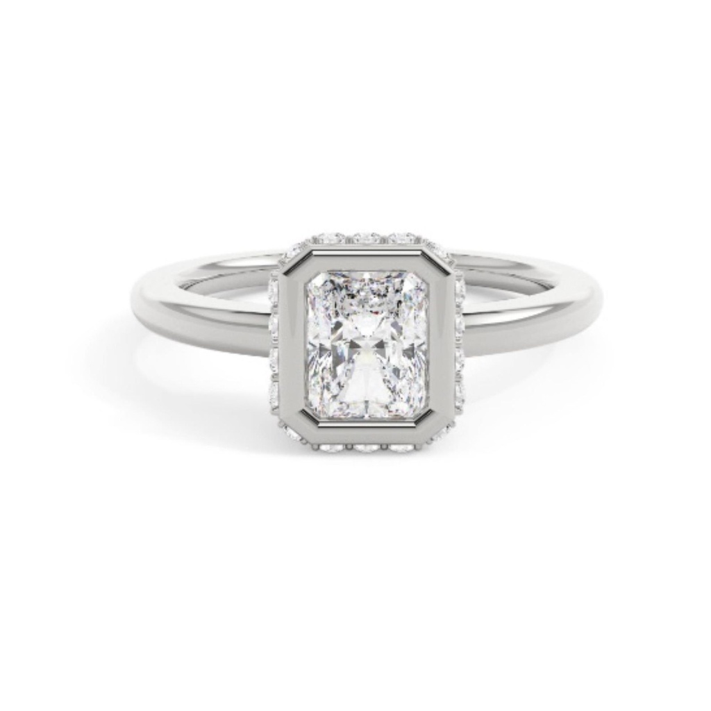 Radiant Cut Hidden Halo Engagement Ring
