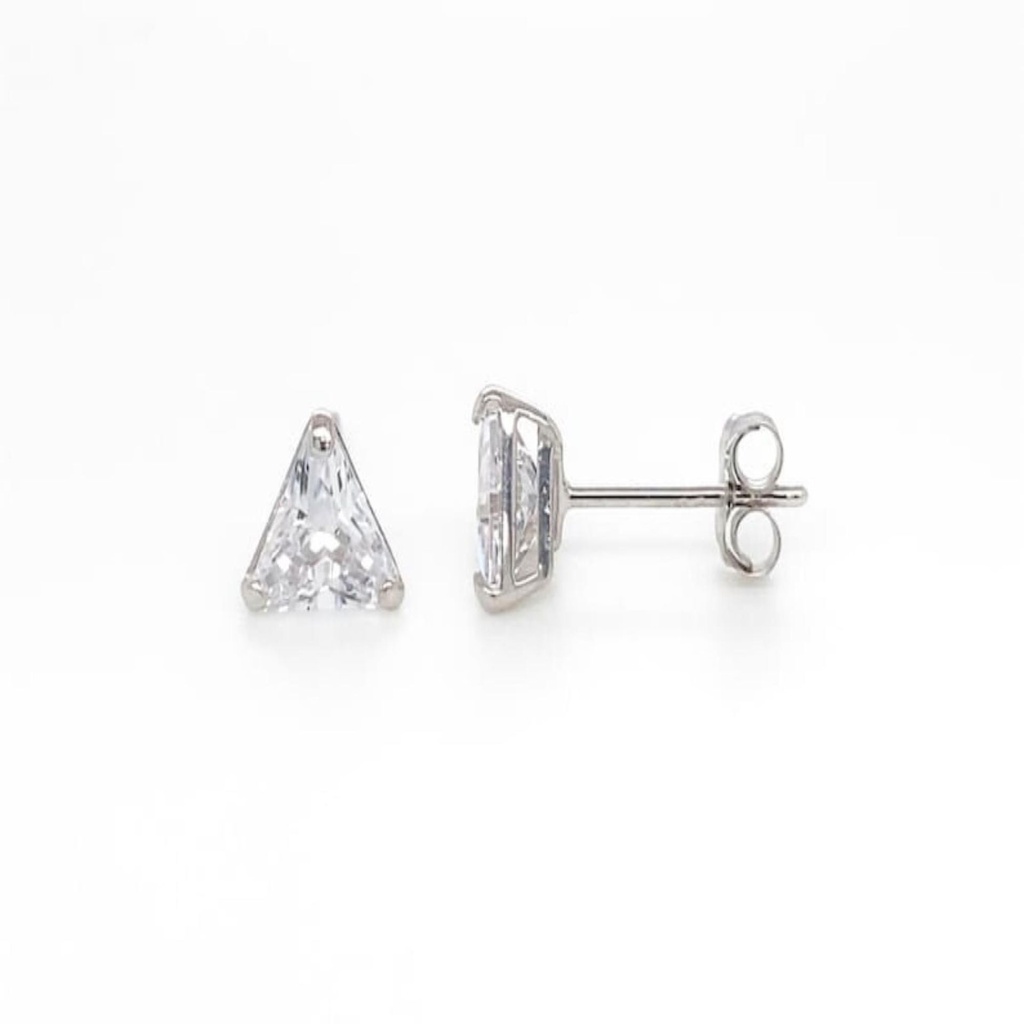Triangle Earrings, Stud Earrings, Minimal Earrings, Dainty Earrings, Casual Wear Earrings, Green Earrings, White Gold Earrings