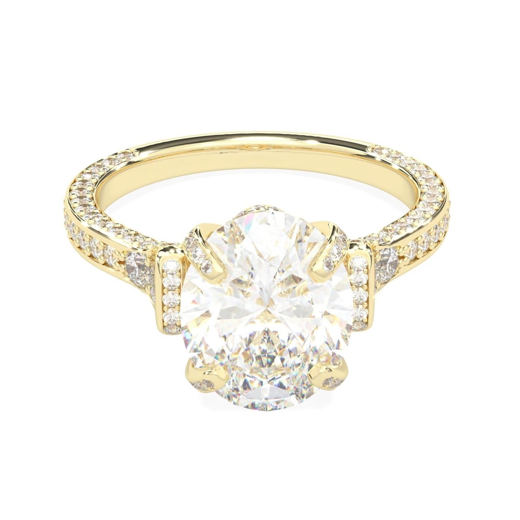 Hidden Halo Oval Cut Engagement Ring, Fine Jewelry, Handmade Jewelry 