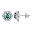 Green Round Cut Diamond Unique Stud Earrings For Women