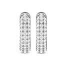Round Cut Diamond 3 Row Huggie Hoop Earrings For Women