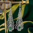 Round And Green Marquise Cut Diamond Big Earrings For Women