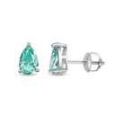 Green Pear Cut Diamond Stud Earrings For Women