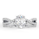 Oval Cut Diamond Hidden Halo Twisted Bridal Set Ring for Women