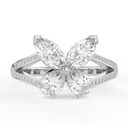 Antique Pear&amp; Marquise Cut Lab Grown Diamond Butterfly Hidden Halo Engagement Ring, Unique Style Anniversary Gift For Her