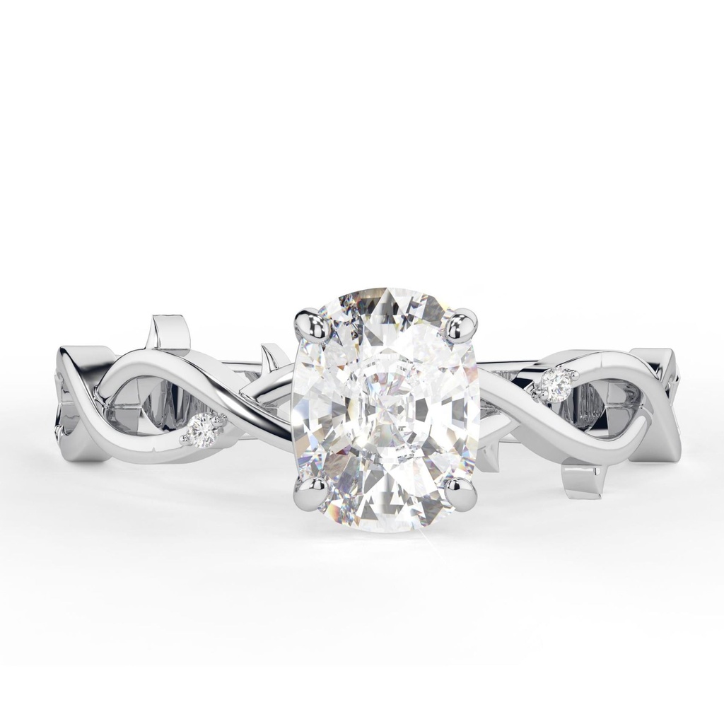  2.00CT Elongated Cushion Cut Colorless Engagement Ring, Twisted Band, Wedding Ring, Anniversary Gift, Handmade Ring for Women, Claw Prongs