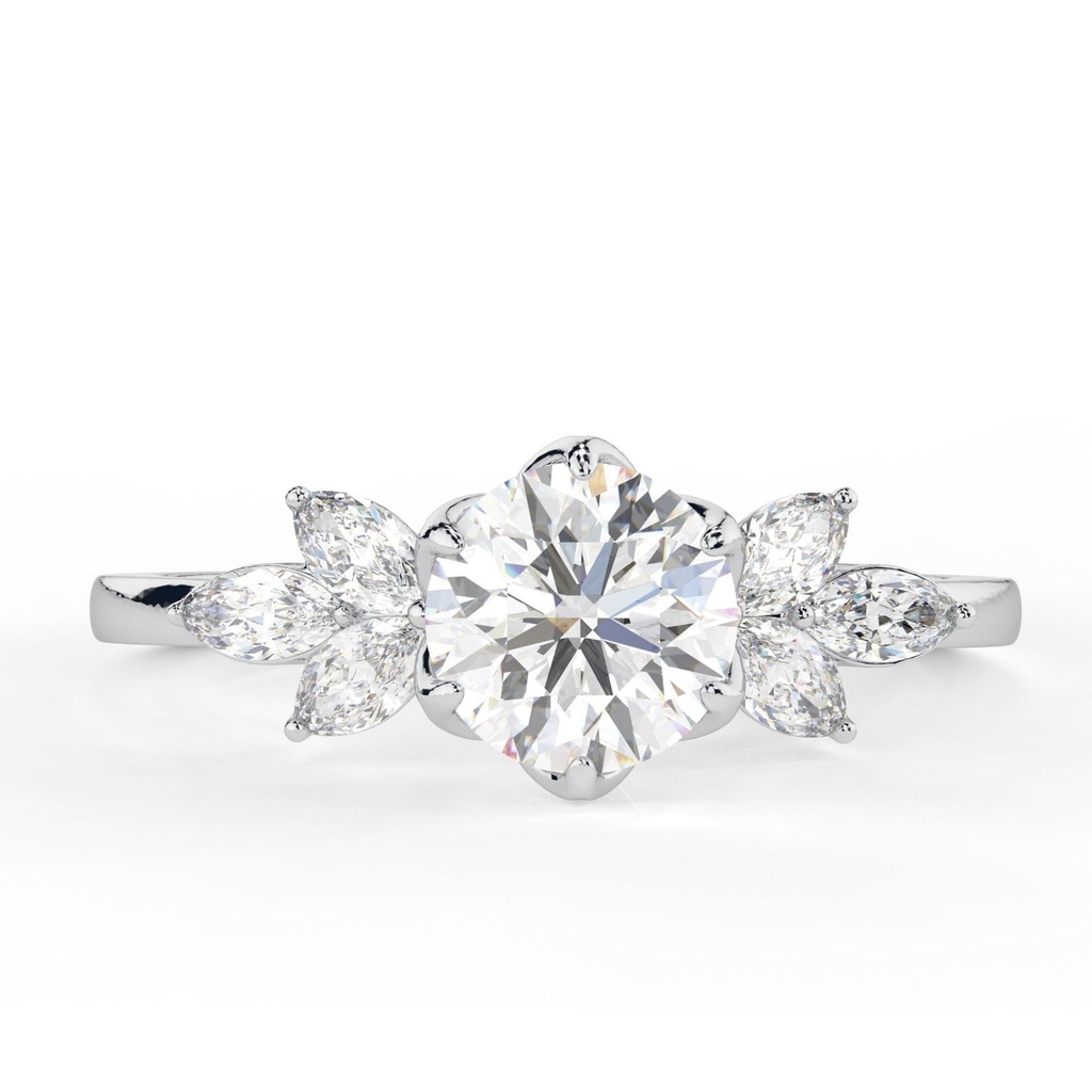  Round Cut Lab Grown Diamond Cluster Set Engagement Ring
