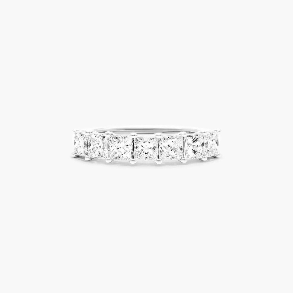 Princess Cut Diamond 7 Stone Half Eternity Wedding Band For Women
