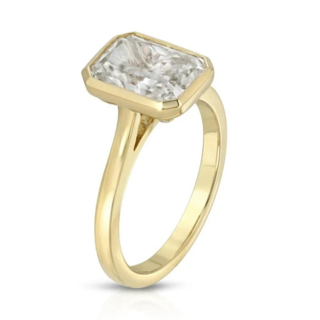 Radiant Cut Bezel Set Engagement Ring for Women