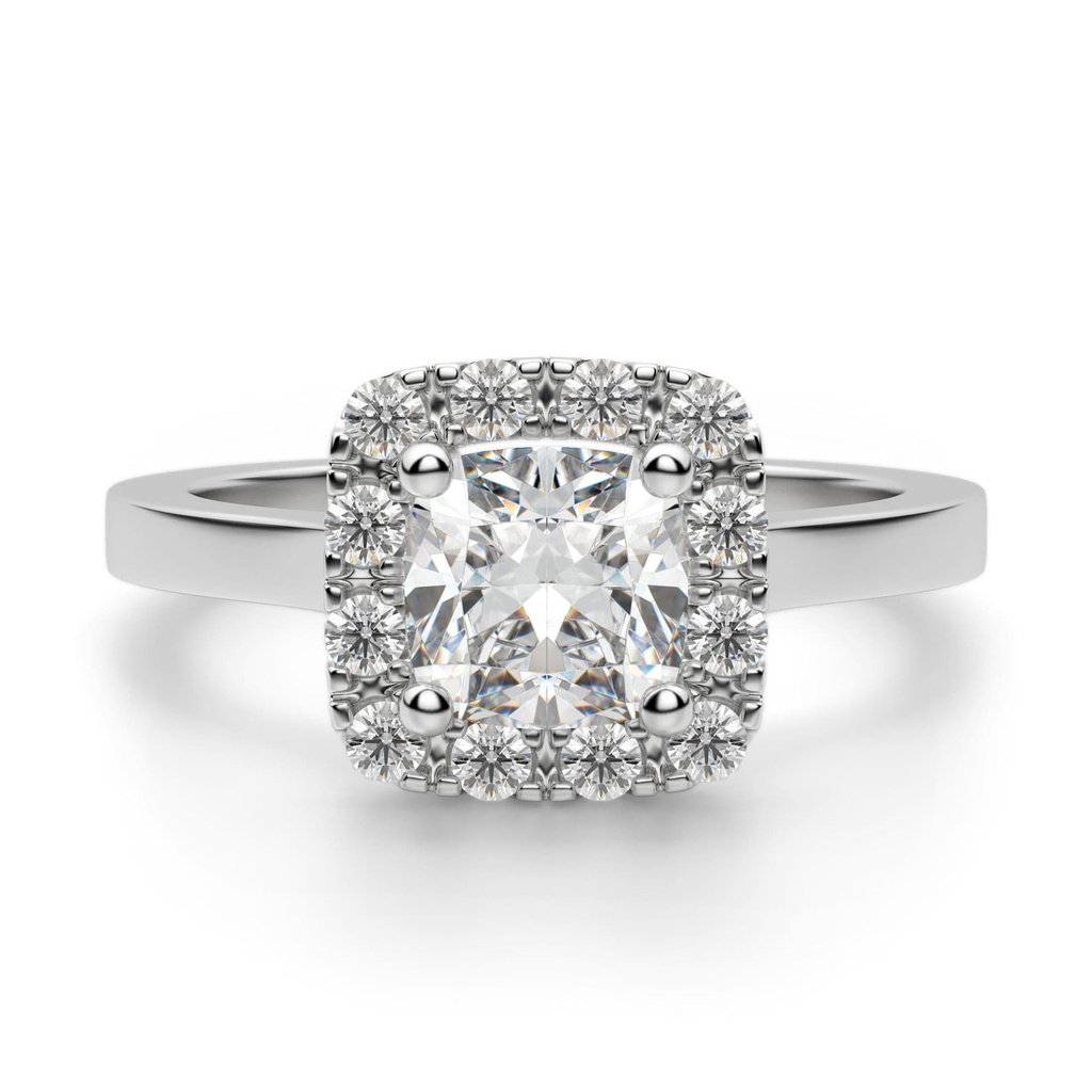Cushion Cut Diamond Halo Engagement Ring For Women