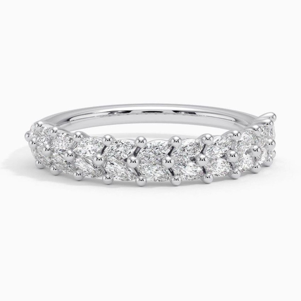 Fancy Marquise Cut Engagement Ring for Women, White Gold Wedding Ring, Stacking Ring