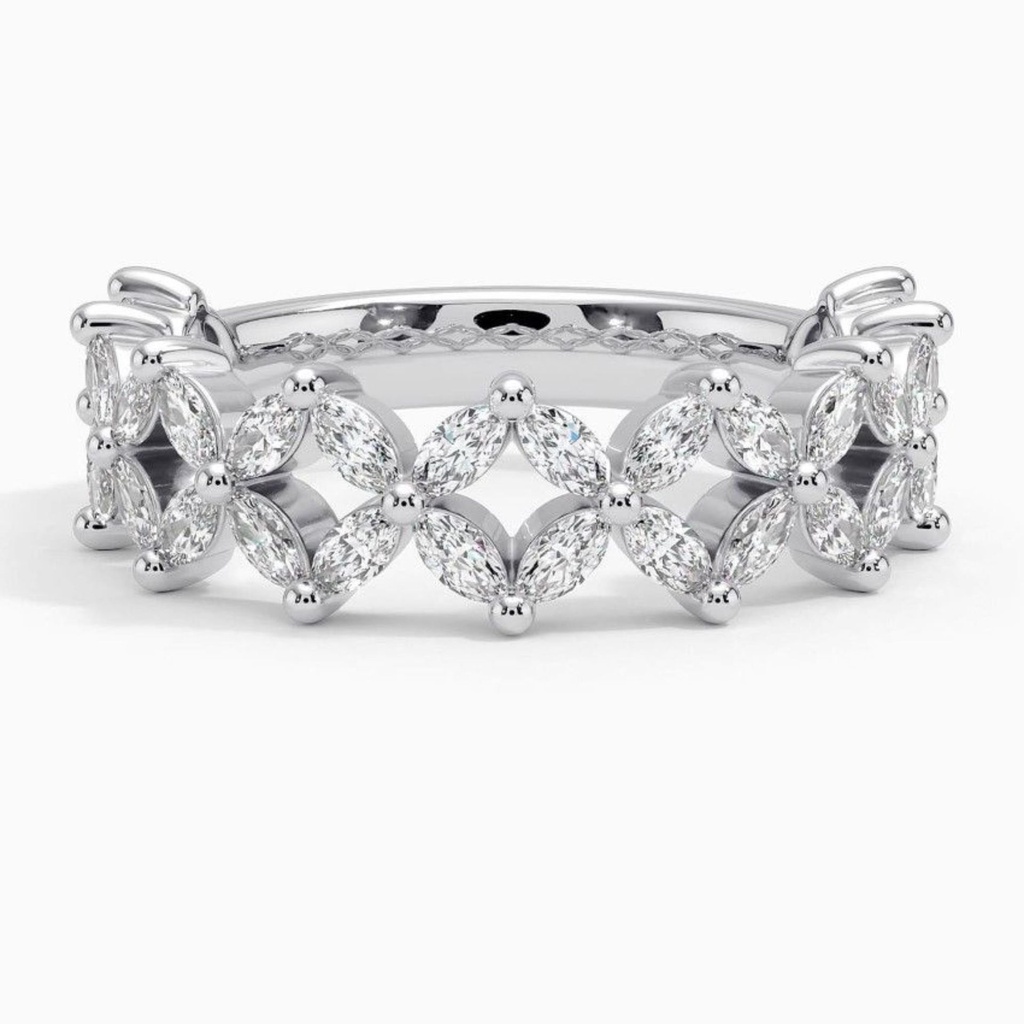 Marquise Cut Engagement Ring, White Gold Fancy Wedding Ring for Women