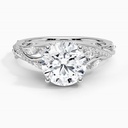 Round Cut Fancy Engagement Ring, White Gold Ring for Women
